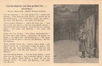 Ansichtskarte Liedertext "Vor der Kaserne, vor dem großen Tor" Lili Marleen