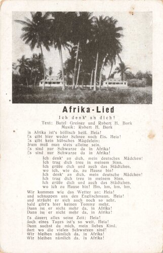 Ansichtskarte Liedertext "Afrika Lied"