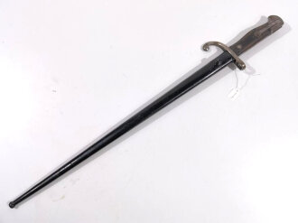 Belgien, Seitengewehr Epee Modell 1882 , Garde Civic, für Comblaingewehr, eisernes Gefäß ähnlich französischem Grasseitengewehr, dieses allerdings mit Messinggriff Modell 1874 ,Scheide schwarz nachlackiert,