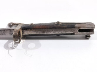 Belgien, Seitengewehr Epee Modell 1882 , Garde Civic, für Comblaingewehr, eisernes Gefäß ähnlich französischem Grasseitengewehr, dieses allerdings mit Messinggriff Modell 1874 ,Scheide schwarz nachlackiert,