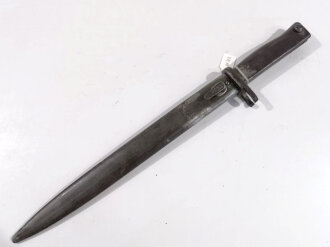 1.Weltkrieg, Ersatzseitengewehr 88/98 Eisengriff, Scheide  Originallack ,  Gesamtlänge 45,3 cm,