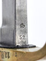 Preussen, Kaiserreich, Faschinenmesser für Infanterie Modell 1852, Scheide nicht nummerngleich, Truppenstempel auf Parierstange, FW 52, Klinge fleckig und beschliffen, Abnahmestempel auf allen Metallteilen