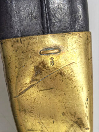 Preussen Kaiserreich, Faschinenmesser Modell 1864 U/M, Kammerstück, Scheide fast nummerngleich, Truppenstempel auf Parierstange, W 71, , Abnahmestempel auf allen Metallteilen, Hersteller Jung & S.