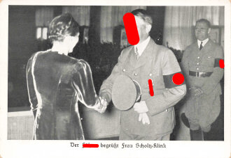 Ansichtskarte "Der Führer begrüßt Frau Scholtz-Klink"