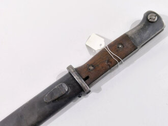 Seitengewehr M84/98 für K98 der Wehrmacht, Nummerngleiches Stück von 1937, die Scheide von "S155K" E. & F. Hörster, Solingen , das Seitengewehr von S/185 Elite-Diamantwerk, Siegmar-Schönau bei Chemnitz