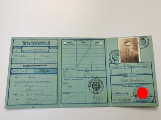 Freiwilliger Arbeitsdienstpaß eines Angehörigen aus Nürtingen, Eintritt 1935