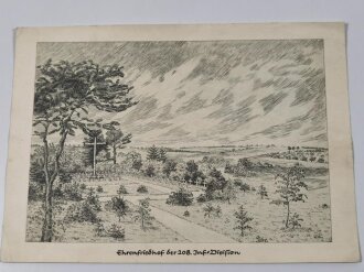 "Ehrenfriedhof der 208. Inf. Division" Druck, Maße 33,5 x 24cm