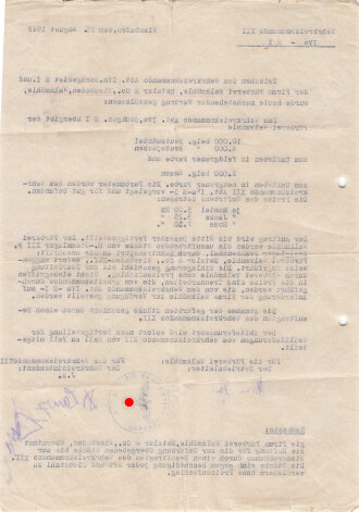 Vertrag zwischen dem Wehrkreiskommando und der Firma Färberei Walkmühle aus Wiesbaden zum umfärben von belgischen  Beutemäntel und Jacken in feldgrauer Farbe, datiert 1942, DIN A4, gelocht