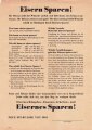 "Eisern Sparen!", datiert 1864, Handzettel / Flugblatt E/0195, DIN A4, sehr guter Zustand