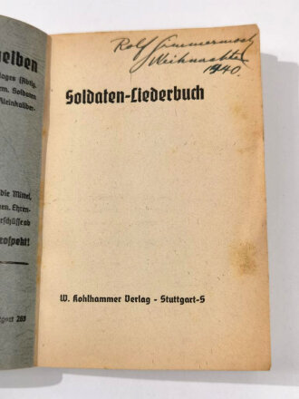 "Soldaten-Liederbuch" datiert 1940, 112 Seiten,...