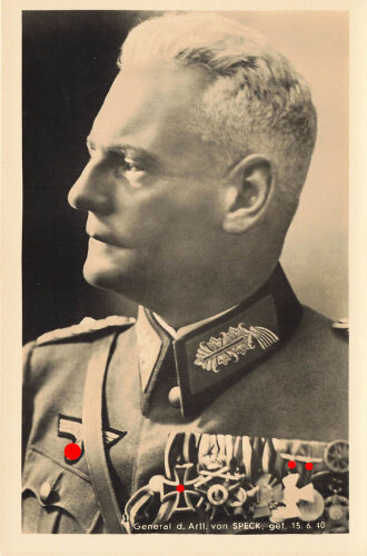 Ansichtskarte "Ritterkreuzträger General d. Artl. von Speck"