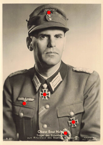 Ansichtskarte "Oberst Ernst Nobis - Träger des Eichenlaubs zum Ritterkreuz des Eisernen Kreuzes"