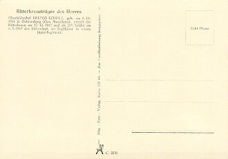 Ansichtskarte "Oberfeldwebel Bruno Kohnz- Träger des Eichenlaubs zum Ritterkreuz des Eisernen Kreuzes"