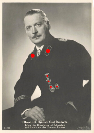 Ansichtskarte "Oberst d. R. Hyazinth Graf Stachwitz - Träger des Eichenlaubs mit Schwertern zum Ritterkreuz des Eisernen Kreuzes"