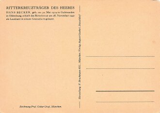 Ansichtskarte "Ritterkreuzträger Hans Beckerl"