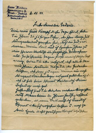 Hans Melchers, Generalmajor a.D., handgeschriebener Brief...