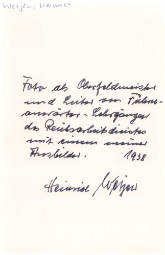 Deutschland nach 1945, Ritterkreuzträger Heinrich Wetjen, Repro Foto mit Unterschrift