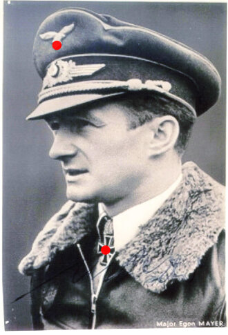 Deutschland nach 1945, Ritterkreuzträger Major Egon Mayer, Repro Foto mit Unterschrift