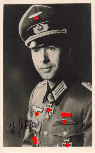 Deutschland nach 1945, Ritterkreuzträger Heinrich Wetjen, eigenhändige Unterschrift auf Reprofoto