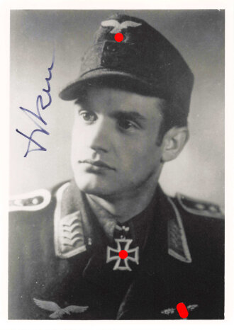 Deutschland nach 1945, Ritterkreuzträger Eduard Isken, eigenhändige Unterschrift auf Reprofoto