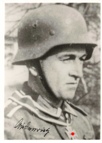 Deutschland nach 1945, Ritterkreuzträger Georg Audenrieth, eigenhändige Unterschrift auf Reprofoto
