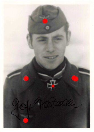 Deutschland nach 1945, Ritterkreuzträger Horst Naumann, eigenhändige Unterschrift auf Reprofoto