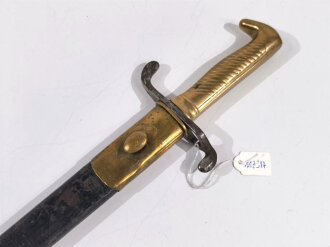 Preussen Kaiserreich, Seitengewehr Modell 1860 für Füsiliere, Eigentumstück, nicht aufpflanzbar, Klingenätzung  " mit Gott für Kaiser und Reich", Keilklinge 21 mm