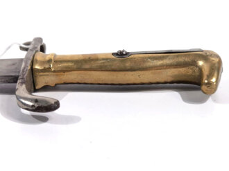 Preussen Kaiserreich, Seitengewehr Modell 1860 für Füsiliere, Eigentumstück, nicht aufpflanzbar, Klingenätzung  " mit Gott für Kaiser und Reich", Keilklinge 21 mm