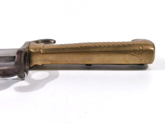 Preussen Kaiserreich, Seitengewehr Modell 1860 für Füsiliere, Eigentumstück, nicht aufpflanzbar, Klingenätzung  " mit Gott für Kaiser und Reich", Keilklinge 21 mm