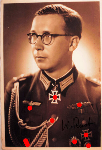 Deutschland nach 1945, Ritterkreuzträger Dr. Wolfgang Rust, eigenhändige Unterschrift auf Reprofoto