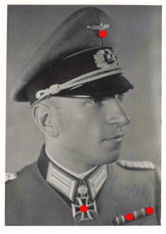 Deutschland nach 1945, Ritterkreuzträger Alfred Müller, eigenhändige Unterschrift auf Reprofoto
