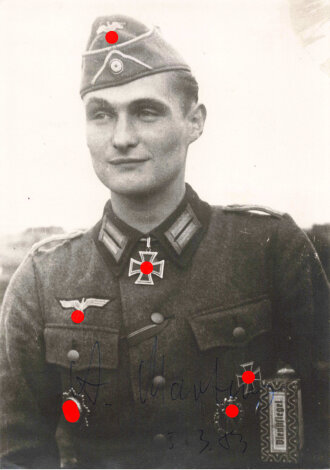 Deutschland nach 1945, Ritterkreuzträger Alfred Martens, eigenhändige Unterschrift auf Reprofoto