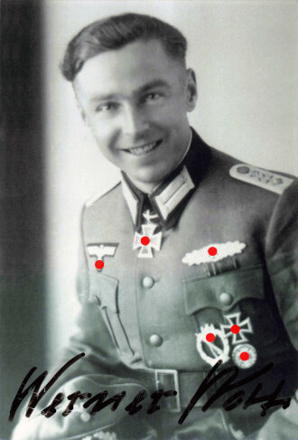Deutschland nach 1945, Ritterkreuzträger Werner Worr, Reprofoto mit Unterschrift