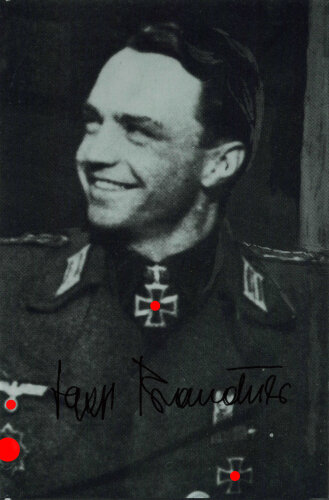 Deutschland nach 1945, Ritterkreuzträger, Repro Foto mit eigenhändiger Unterschrift,