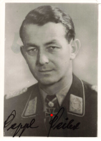 Deutschland nach 1945, Ritterkreuzträger Reinhard Seiler, Repro Foto mit Unterschrift