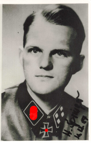 Deutschland nach 1945, Ritterkreuzträger Heinrich Springer, Repro Foto mit Unterschrift
