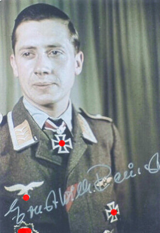 Deutschland nach 1945, Ritterkreuzträger Ernst-Wilhelm Reinert, Repro Foto mit Unterschrift