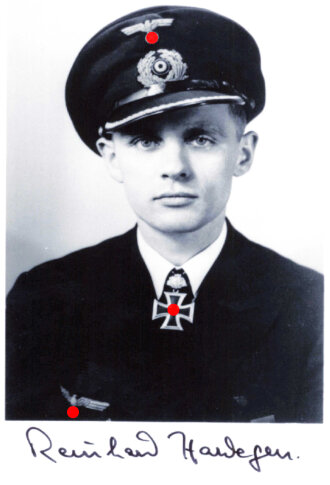 Deutschland nach 1945, Ritterkreuzträger Reinhard Hardegen, Repro Foto mit Unterschrift