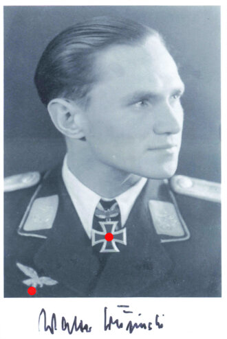 Deutschland nach 1945, Ritterkreuzträger Walter Krupinski, Repro Foto mit Unterschrift