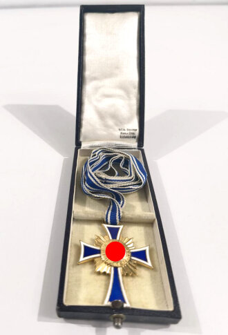 Ehrenkreuz der Deutschen Mutter in Gold, im Verleihungsetui von " Wilhelm Deumer. Lüdenscheid "
