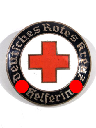 DRK Brosche für Helferin des Deutschen Roten Kreuzes, Ausführung Emailliert, Durchmesser 30 mm