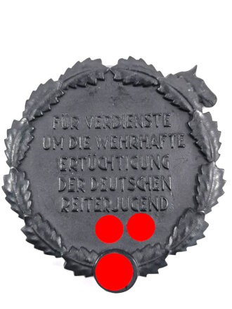 SA Reiterjugend, Plakette " Für Verdienste um die Wehrhafte Ertüchtigung der Deutschen Reiterjugend " Eisen geschwärzt, sehr guter Zustand