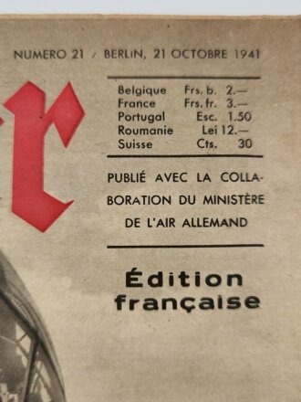 Der Adler "Lavion torpilleur allemand", Numero 21, 21. Oktober 1941, französische Ausgabe