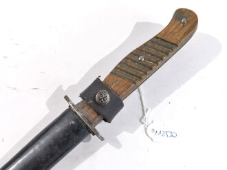 1.Weltkrieg Grabendolch, Kammerstück der ERN Rasiermesserfabrik ,  Scheide Originallack, reste von feldgrauem Originallack am Griff