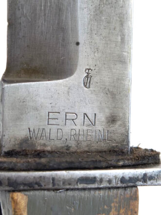 1.Weltkrieg Grabendolch, Kammerstück der ERN Rasiermesserfabrik ,  Scheide Originallack, reste von feldgrauem Originallack am Griff