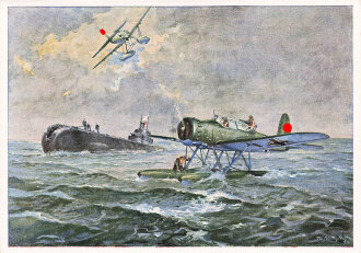 Ansichtskarte Theo Matejko "Einbringen des Britischen U-Bootes durch 2 Arado- Flugzeuge Ar 196"