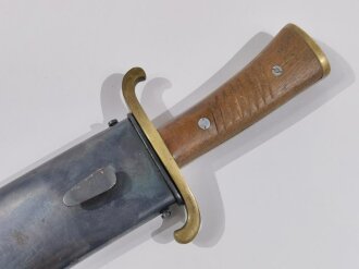 Luftwaffe Machete für die Seenotausrüstung in Flugzeugen. Hersteller Alcoso Solingen, die Scheide original brüniert, leider mit Stahlwolle der Rostansatz entfernt.