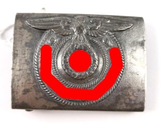 Koppelschloss Waffen SS für Mannschaften. Ausführung in Eisen , ohne Hersteller, die Vorderseite vermutlich gereinigt