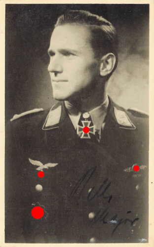 Eichenlaubträger der Luftwaffe Günther Rall, Originales Foto im Ansichtskartenformat mit eigenhändiger Unterschrift