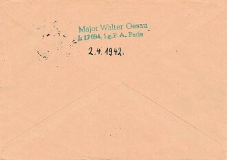Ritterkreuzträger Major Walter Oesau, Ansichtskarte mit eigenhändiger Unterschrift, dazu der gelaufene Briefumschlag